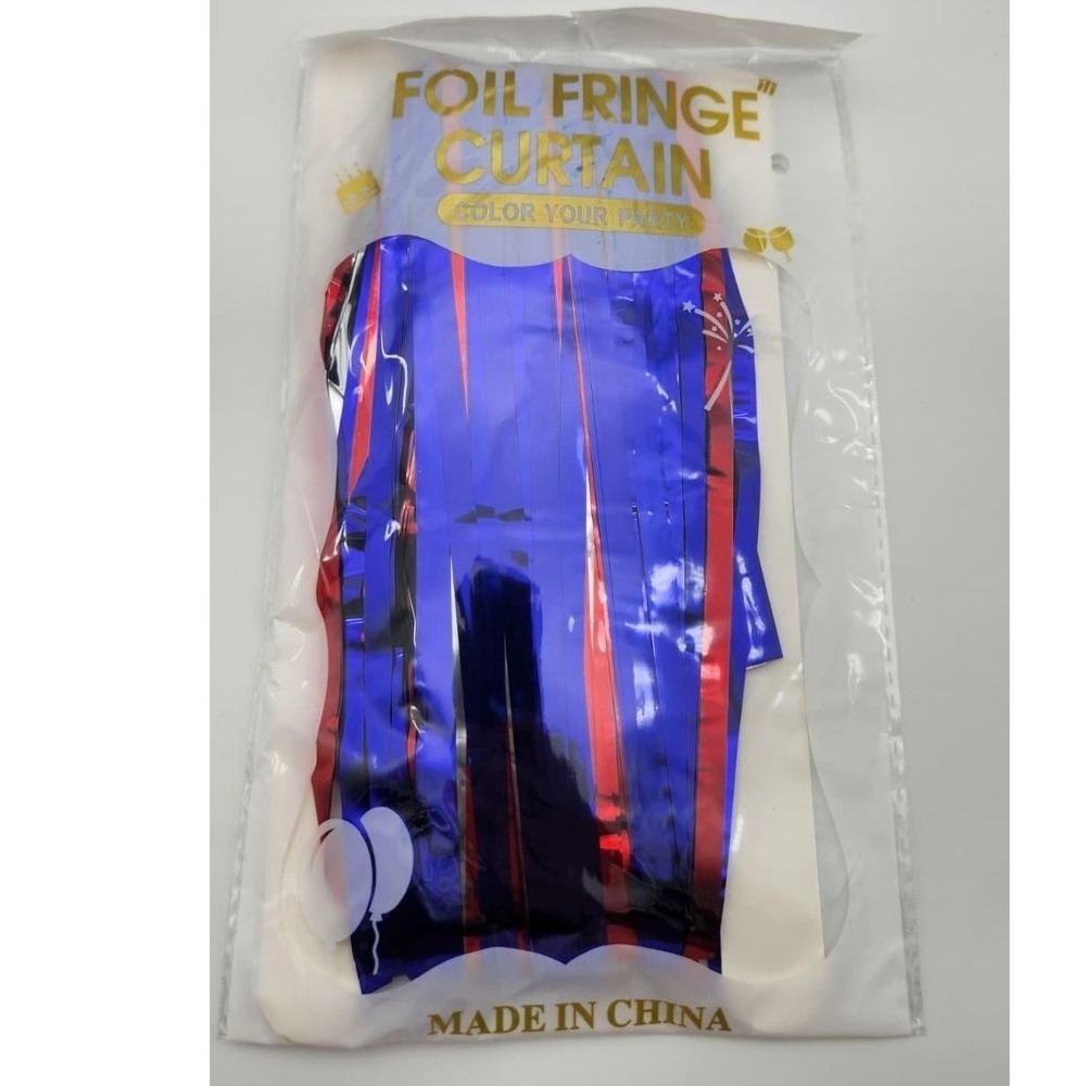 2 PACK bleu Color Foil Fringe Curtain Backdrop Party Decor